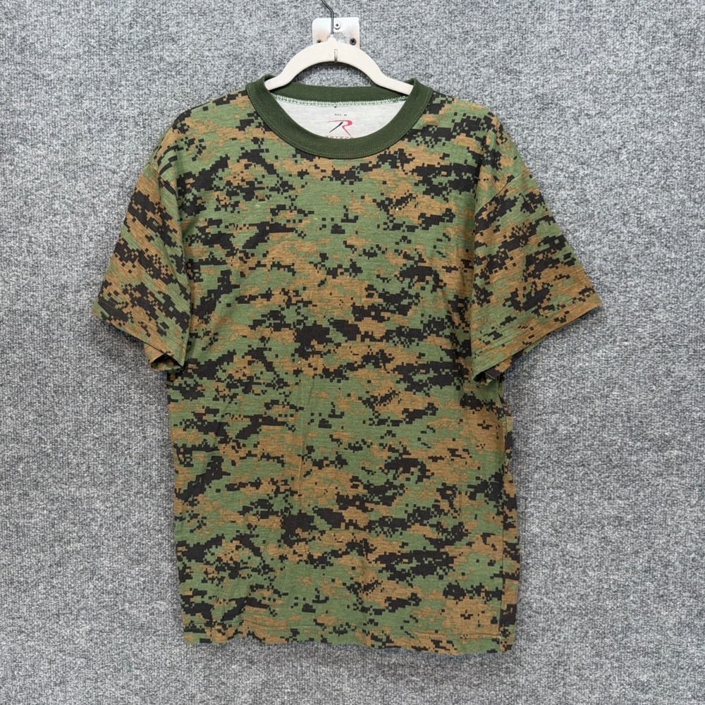 Rothco Tshirt Mens Medium Green Digital Camo Tactical Military Woodland Tee
